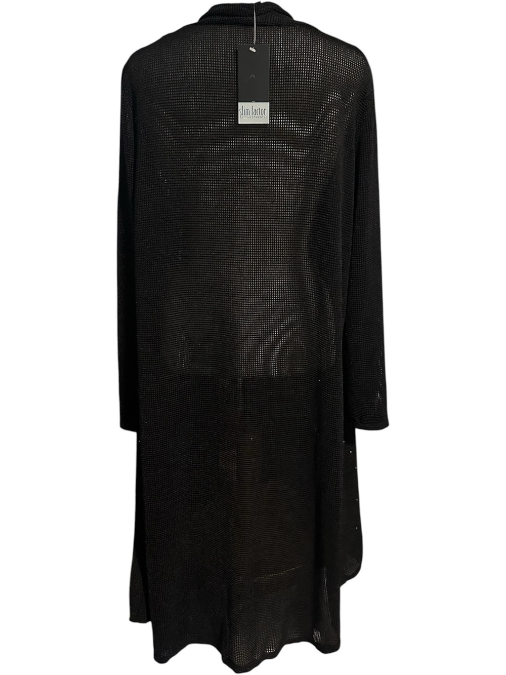 Slim Factor by Investments Open-Front Sparkle Cardigan Sweater NWT Black Size L - Picture 4 of 4